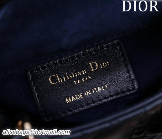 Well Crafted Dior Micro Lady Dior Bag in Lambskin M0856 Dark Blue 2024