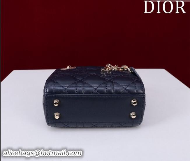 Well Crafted Dior Micro Lady Dior Bag in Lambskin M0856 Dark Blue 2024