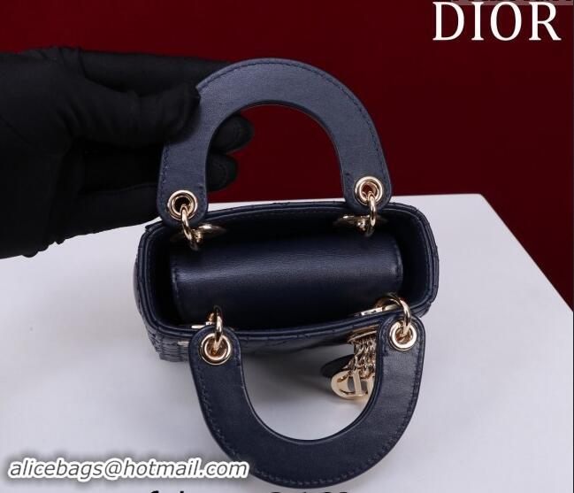 Well Crafted Dior Micro Lady Dior Bag in Lambskin M0856 Dark Blue 2024