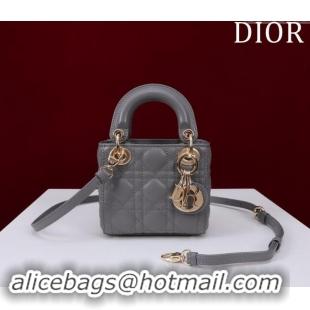 Top Grade Dior Micro Lady Dior Bag in Lambskin M0856 Dark Grey 2024