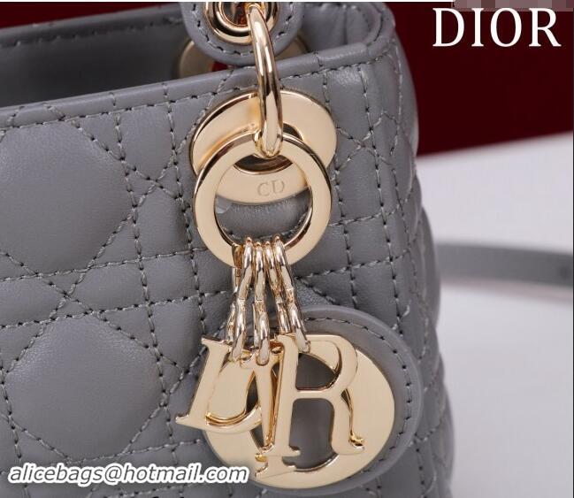 Top Grade Dior Micro Lady Dior Bag in Lambskin M0856 Dark Grey 2024