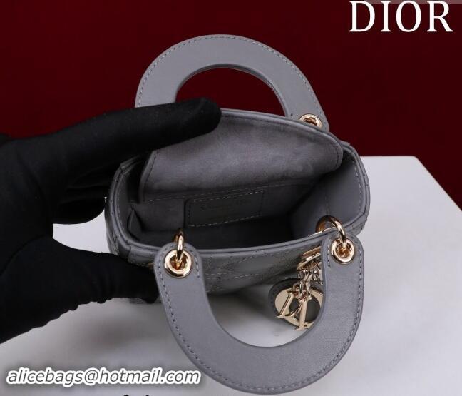 Top Grade Dior Micro Lady Dior Bag in Lambskin M0856 Dark Grey 2024