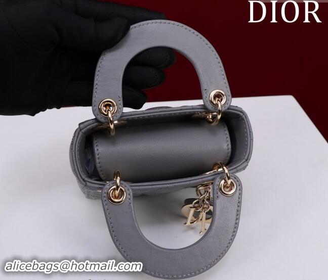 Top Grade Dior Micro Lady Dior Bag in Lambskin M0856 Dark Grey 2024