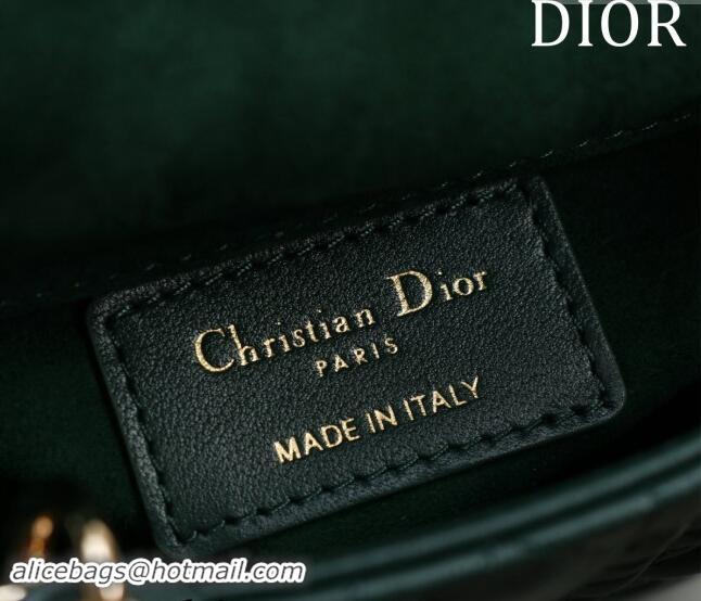 Good Quality Dior Micro Lady Dior Bag in Lambskin M0856 Dark Green 2024