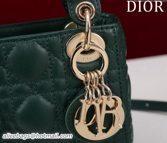 Good Quality Dior Micro Lady Dior Bag in Lambskin M0856 Dark Green 2024