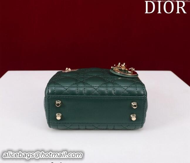 Good Quality Dior Micro Lady Dior Bag in Lambskin M0856 Dark Green 2024