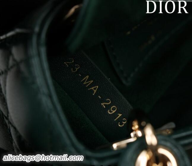 Good Quality Dior Micro Lady Dior Bag in Lambskin M0856 Dark Green 2024