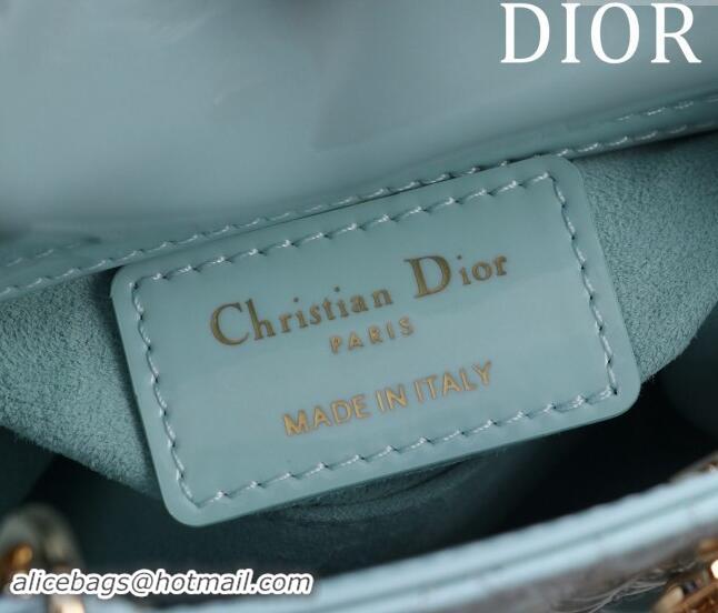 Affordable Price Dior Micro Lady Dior Bag in Patent Leather M0856 Light Blue 2024