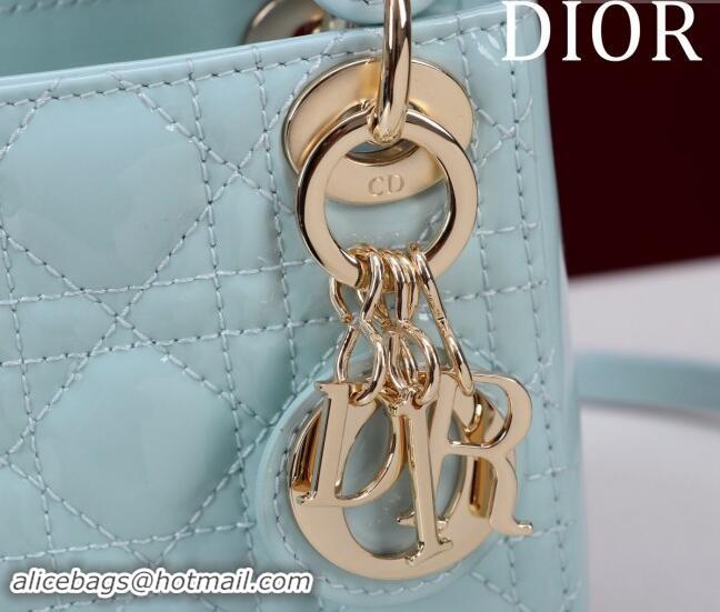 Affordable Price Dior Micro Lady Dior Bag in Patent Leather M0856 Light Blue 2024