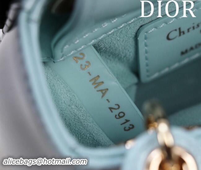 Affordable Price Dior Micro Lady Dior Bag in Patent Leather M0856 Light Blue 2024