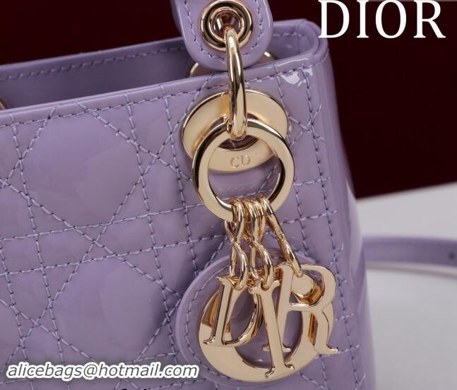 Inexpensive Dior Micro Lady Dior Bag in Patent Leather M0856 Light Purple 2024