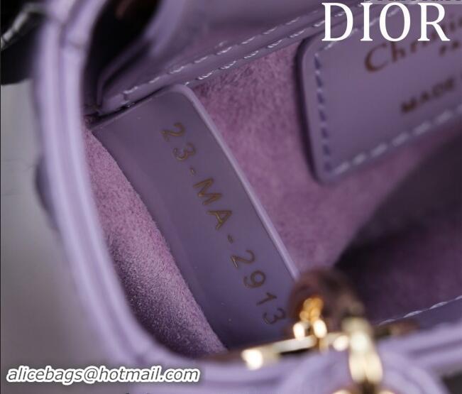 Inexpensive Dior Micro Lady Dior Bag in Patent Leather M0856 Light Purple 2024