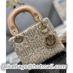 Best Price Dior Micro Lady Dior Bag in Bead Embroidery D0923 Beige 2024