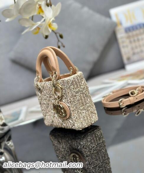 Best Price Dior Micro Lady Dior Bag in Bead Embroidery D0923 Beige 2024