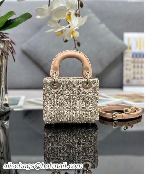 Best Price Dior Micro Lady Dior Bag in Bead Embroidery D0923 Beige 2024