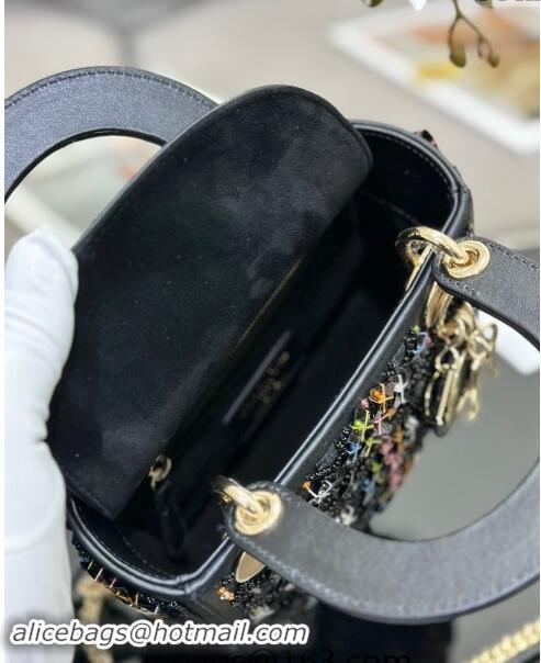 Well Crafted Dior Mini Lady Dior Bag in Calfskin with Bead Embroidery D0923 Black/Multi 2024