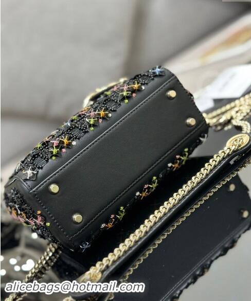 Well Crafted Dior Mini Lady Dior Bag in Calfskin with Bead Embroidery D0923 Black/Multi 2024