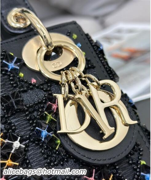 Well Crafted Dior Mini Lady Dior Bag in Calfskin with Bead Embroidery D0923 Black/Multi 2024