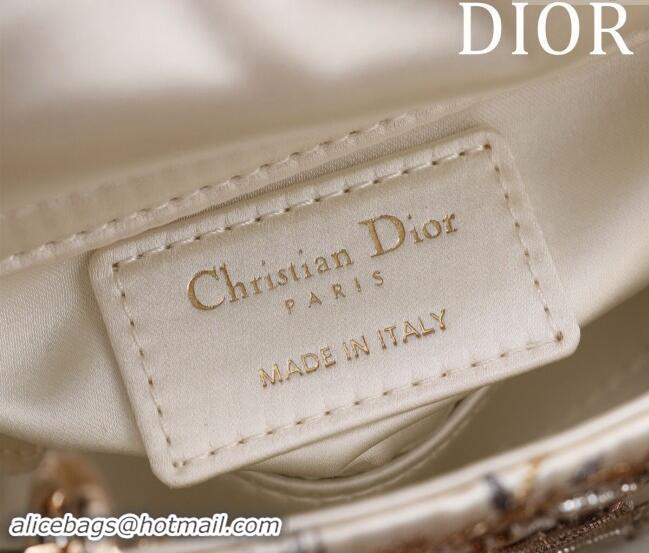 Best Quality Dior Micro Lady Dior Bag in Toile de Jouy Soleil Embroidery M0856801 White 2024