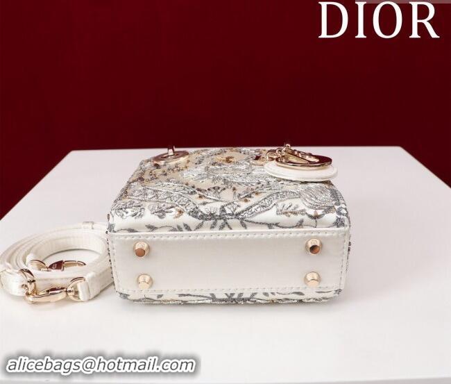 Best Quality Dior Micro Lady Dior Bag in Toile de Jouy Soleil Embroidery M0856801 White 2024