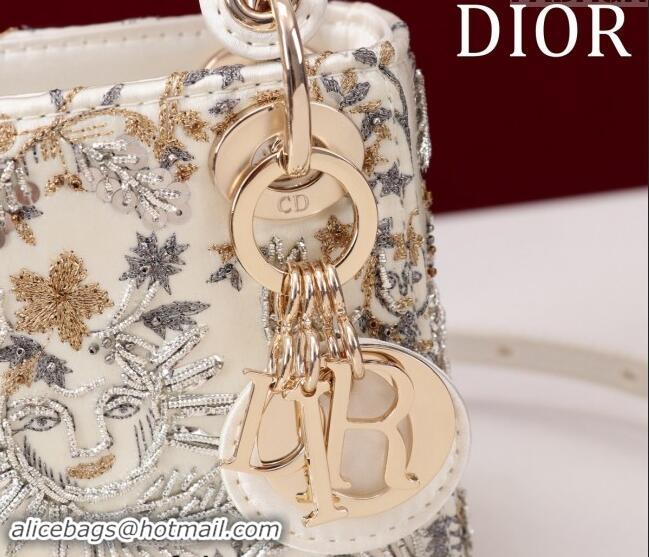 Best Quality Dior Micro Lady Dior Bag in Toile de Jouy Soleil Embroidery M0856801 White 2024