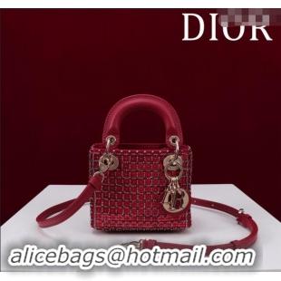 Grade Design Dior Micro Lady Dior Bag in Bead Embroidery M085689 Red 2024