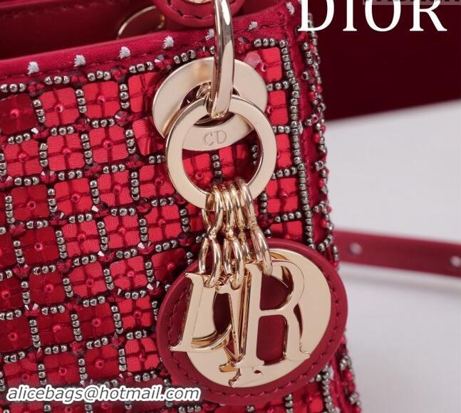 Grade Design Dior Micro Lady Dior Bag in Bead Embroidery M085689 Red 2024