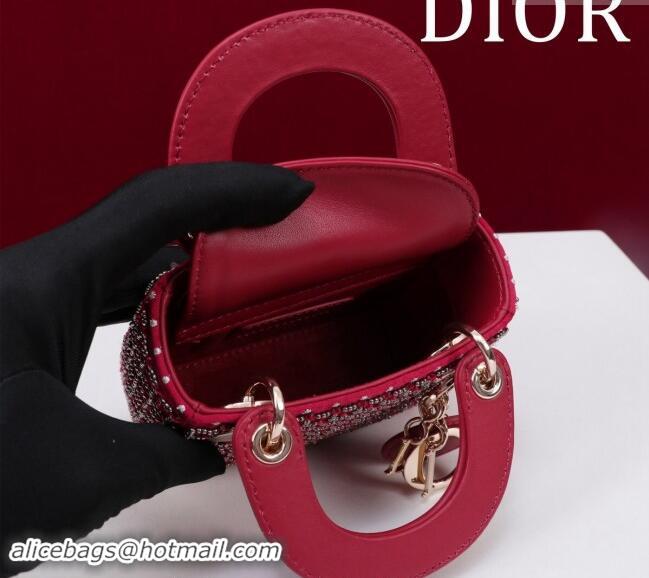 Grade Design Dior Micro Lady Dior Bag in Bead Embroidery M085689 Red 2024