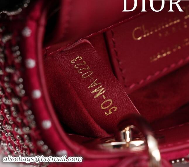 Grade Design Dior Micro Lady Dior Bag in Bead Embroidery M085689 Red 2024