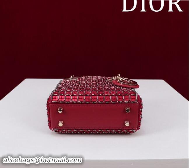 Grade Design Dior Micro Lady Dior Bag in Bead Embroidery M085689 Red 2024