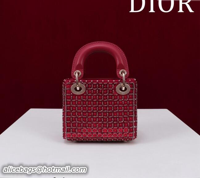 Grade Design Dior Micro Lady Dior Bag in Bead Embroidery M085689 Red 2024