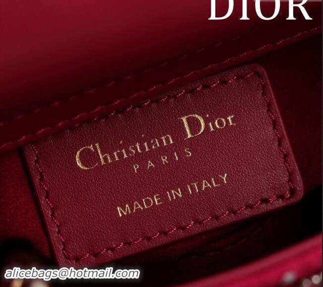 Grade Design Dior Micro Lady Dior Bag in Bead Embroidery M085689 Red 2024