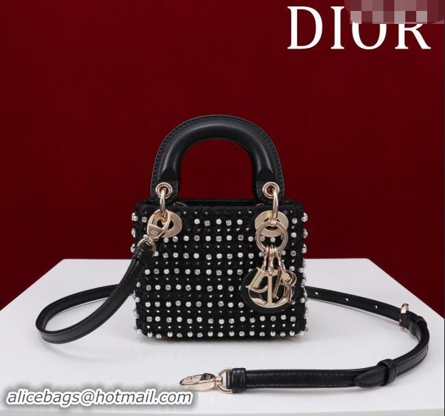 Affordable Price Dior Micro Lady Dior Bag in Bead Embroidery M085689 Black 2024