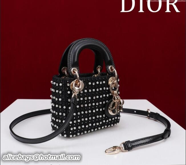 Affordable Price Dior Micro Lady Dior Bag in Bead Embroidery M085689 Black 2024