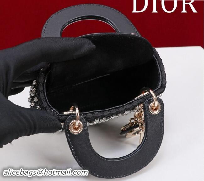 Affordable Price Dior Micro Lady Dior Bag in Bead Embroidery M085689 Black 2024