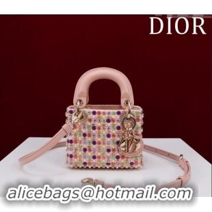 Well Crafted Dior Micro Lady Dior Bag in Bead Embroidery M085689 Pink 2024