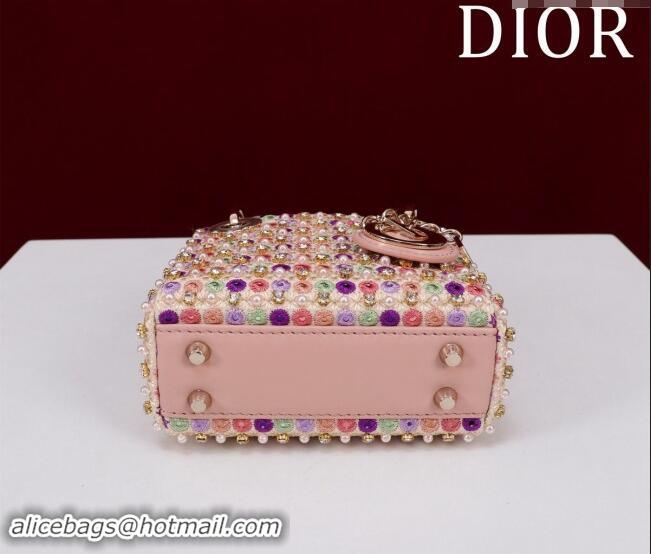 Well Crafted Dior Micro Lady Dior Bag in Bead Embroidery M085689 Pink 2024