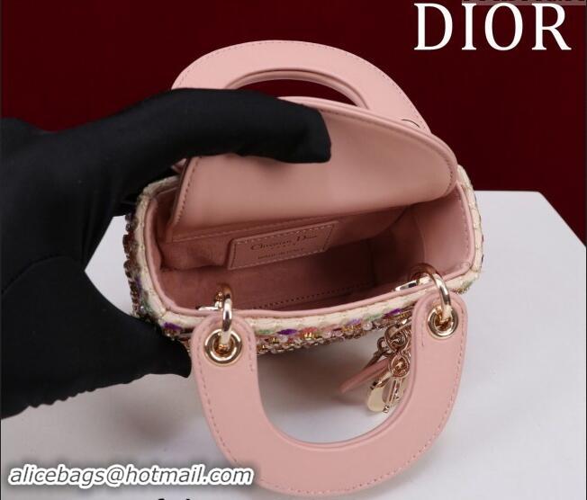 Well Crafted Dior Micro Lady Dior Bag in Bead Embroidery M085689 Pink 2024