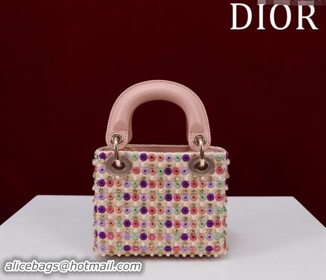 Well Crafted Dior Micro Lady Dior Bag in Bead Embroidery M085689 Pink 2024