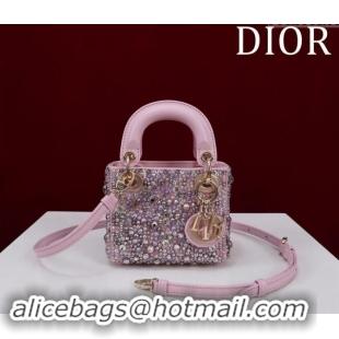 Top Grade Dior Micro Lady Dior Bag in Bead Embroidery M085690 Purple 2024