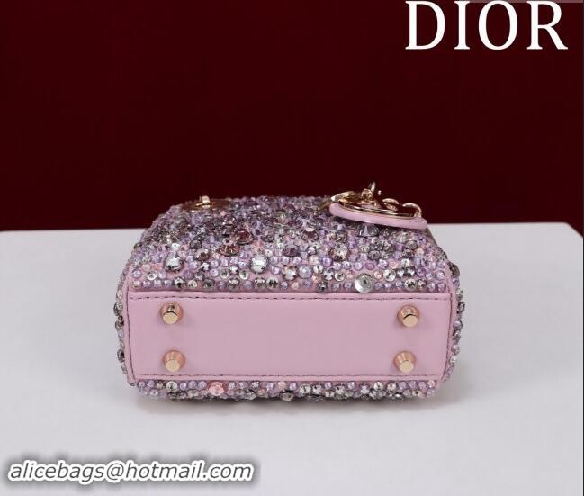 Top Grade Dior Micro Lady Dior Bag in Bead Embroidery M085690 Purple 2024