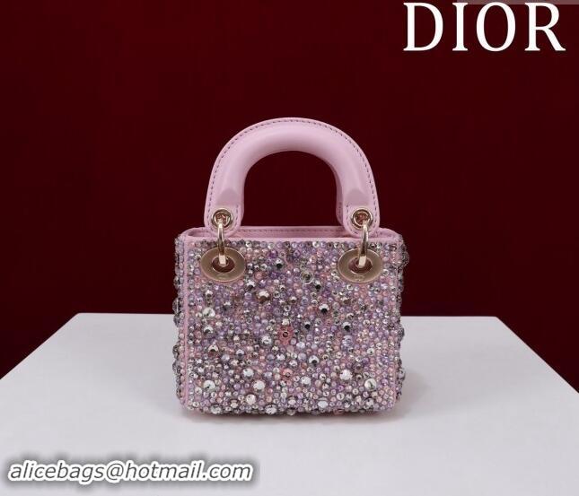 Top Grade Dior Micro Lady Dior Bag in Bead Embroidery M085690 Purple 2024