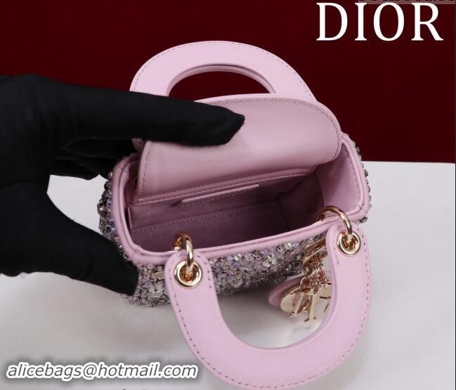 Top Grade Dior Micro Lady Dior Bag in Bead Embroidery M085690 Purple 2024