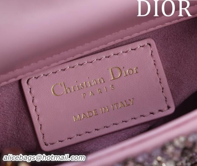 Top Grade Dior Micro Lady Dior Bag in Bead Embroidery M085690 Purple 2024