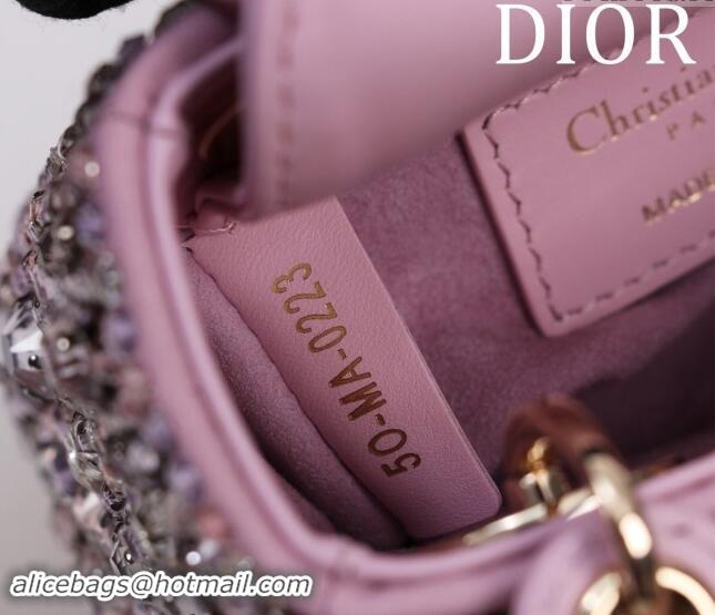 Top Grade Dior Micro Lady Dior Bag in Bead Embroidery M085690 Purple 2024