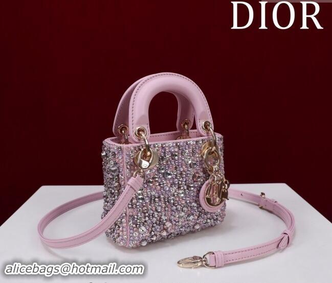 Top Grade Dior Micro Lady Dior Bag in Bead Embroidery M085690 Purple 2024