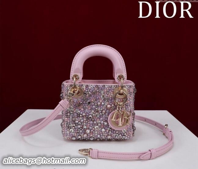 Top Grade Dior Micro Lady Dior Bag in Bead Embroidery M085690 Purple 2024