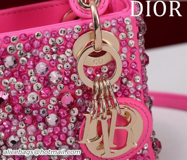 Luxury Cheap Dior Micro Lady Dior Bag in Bead Embroidery M085690 Dark Pink 2024