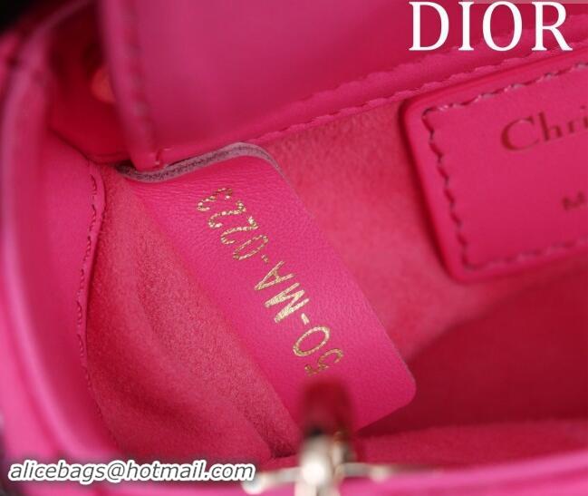 Luxury Cheap Dior Micro Lady Dior Bag in Bead Embroidery M085690 Dark Pink 2024