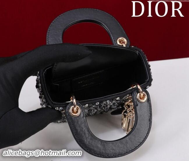 Top Grade Dior Micro Lady Dior Bag in Bead Embroidery M085690 Black 2024